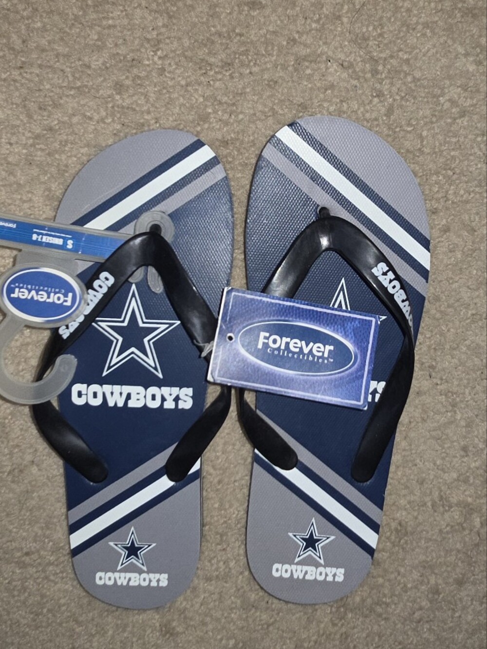 Dallas Cowboys! Forever Collectibles Dallas Cowboys Navy and Gray Flip Flops